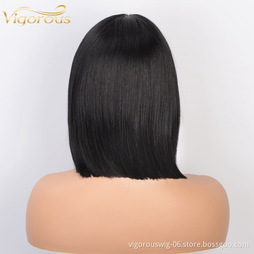 High Quality Cheap Price Black Color Middle Part Natural Hairline Straight Wave For Black Women Lace Front Synthetic hair Wigs